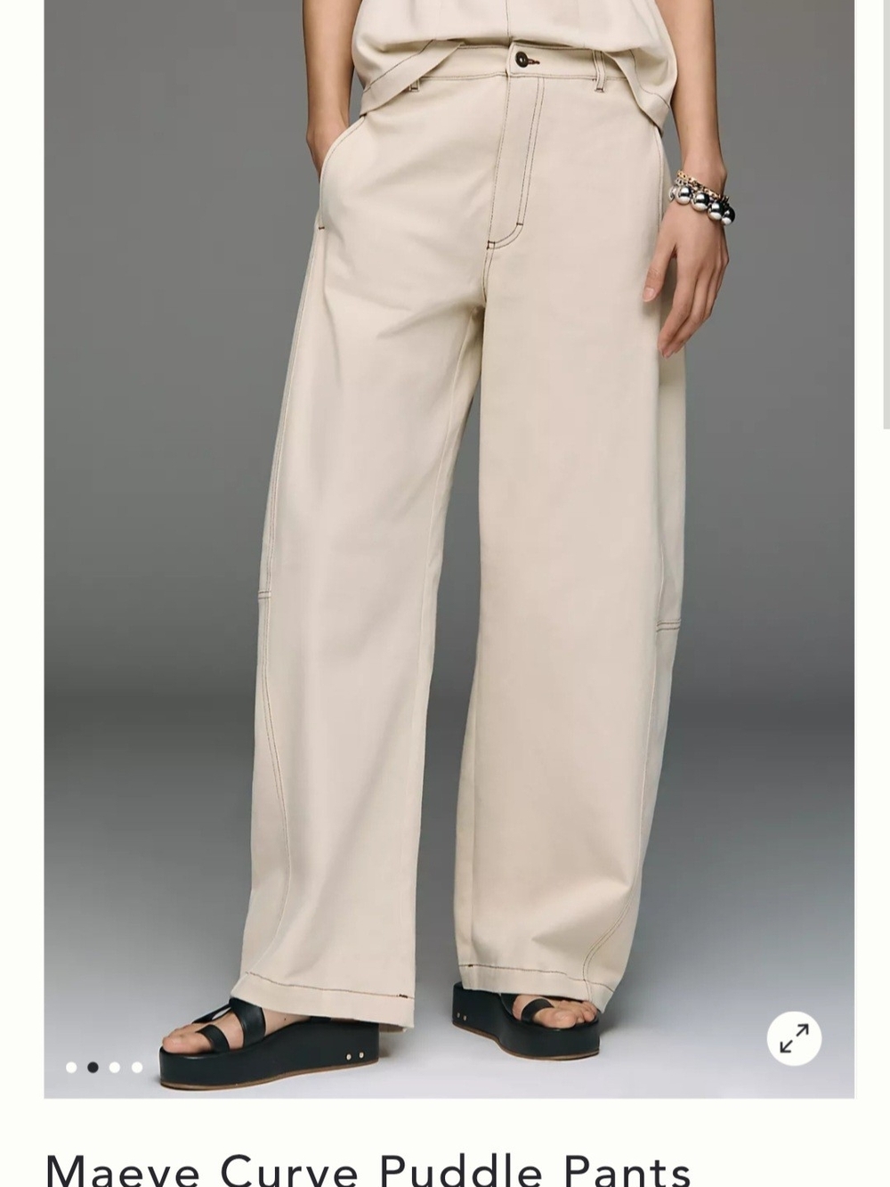 Anthropologie Beige Wide-Leg Puddle Pants